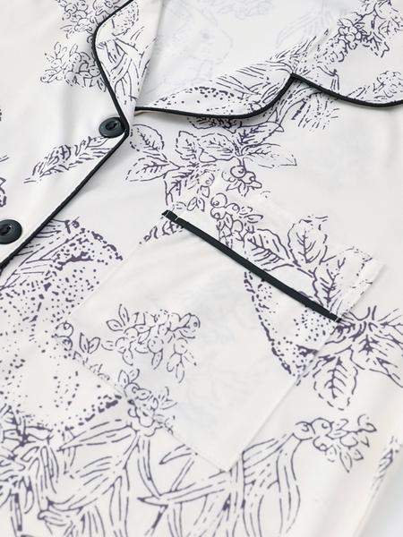 Women's Floral Button Front Pocket Shirt & Elastic Waist Pants Set, Casual Two-Piece, Short Sleeve Lapel Cardigan Top