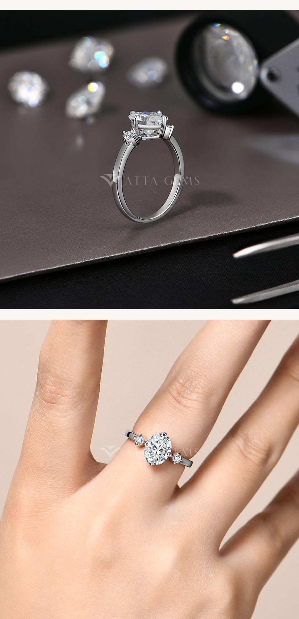 2CT oval Shape Synthetic Moissanite Ring for Women and girls Birthday Gift Party Promise Anniversary Jewelry R214