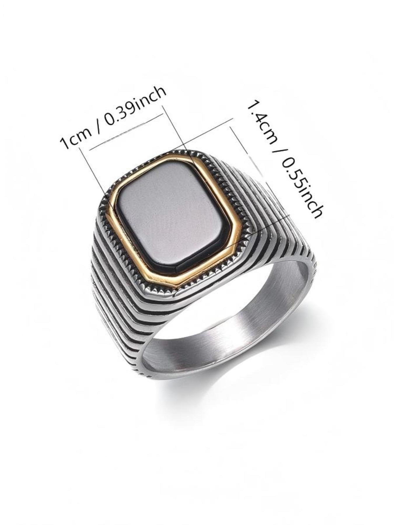 Men's Luxury Gemstone Ring, 18K Gold Plated Stainless Steel, Red Corundum Square Diamond with Strong Design Sense