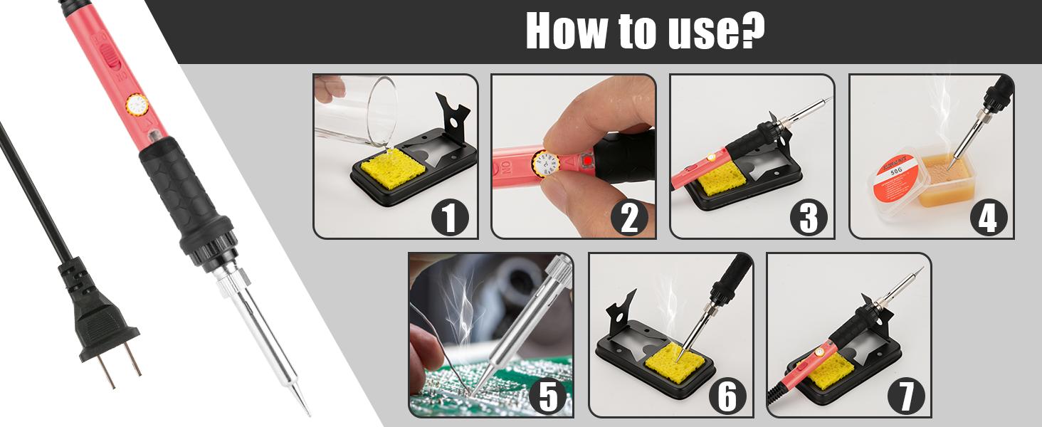 Soldering Iron Kit, 60W Soldering Iron with 5pc Interchangeable Tips, 10-in-1 Adjustable Temperature Solder Welding Tools, Fast Heating, Electronic Repair, 110V