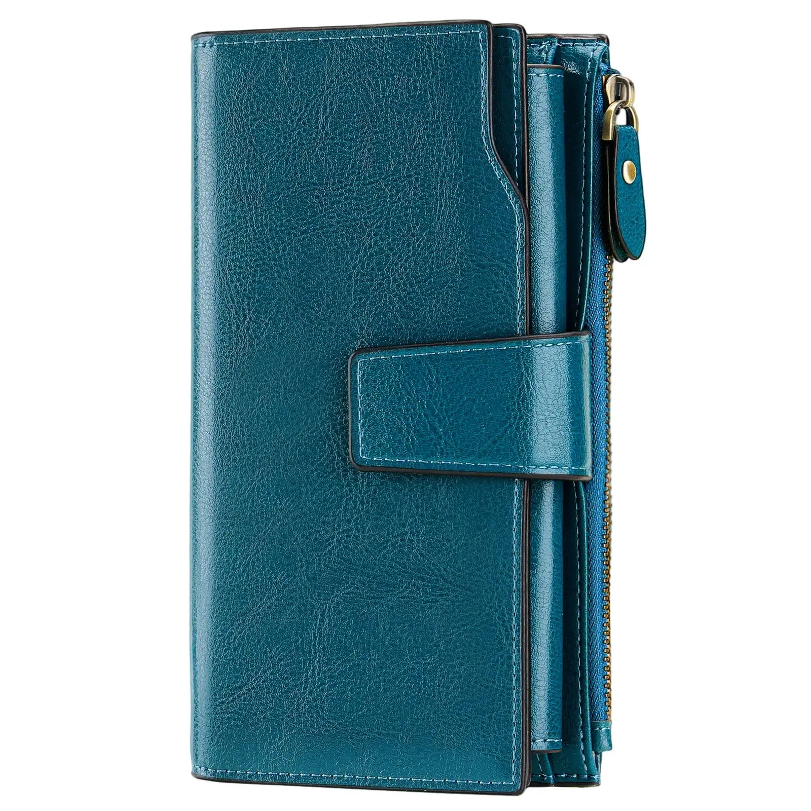 Women’s Long Oil‑Wax Leather Wallet, Vintage Multi‑Card Slots Clutch Purse, Slim Large Capacity Fashion Billfold, Ideal for Daily Commute, Shopping & Birthday Gift for Ladies