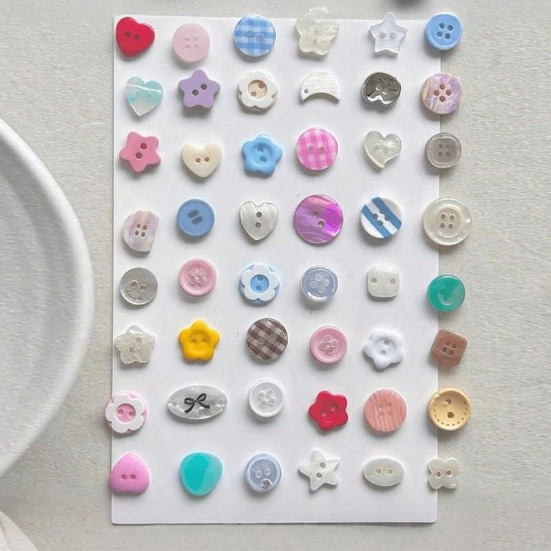 Colorful Plastic Buttons, Handmade Decorative Buttons, Sewing Accessories, Flat Embroidery Craft Buttons, Fashion Clothing Parts, DIY Projects