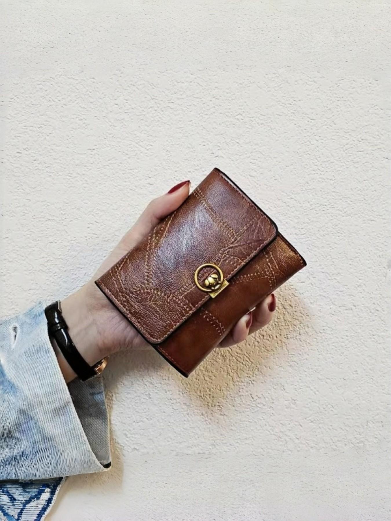 Vintage Wax Leather Short Wallet for Women, 2026 New Unique Design, Multi-Card Holder, Coin Purse, Fashionable Accessory