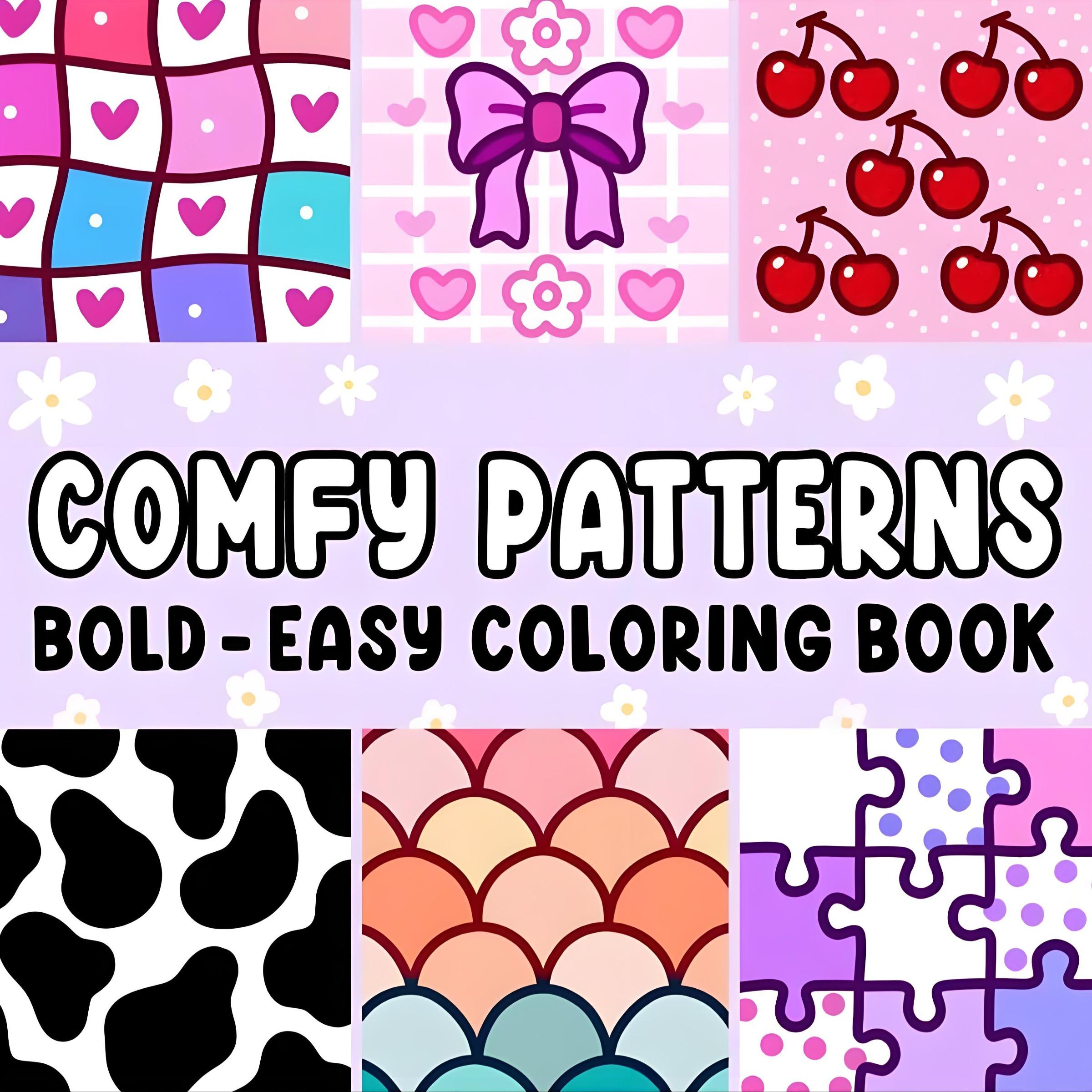 Comfy Patterns Bold & Easy Coloring Book for Kids & Adults - 22 Premium Easy Coloring Pages, 120gsm Thick No Bleed Paper, Non-Toxic Odorless, Perfect for Stress Relief, Mindfulness & Relaxing Creative Fun