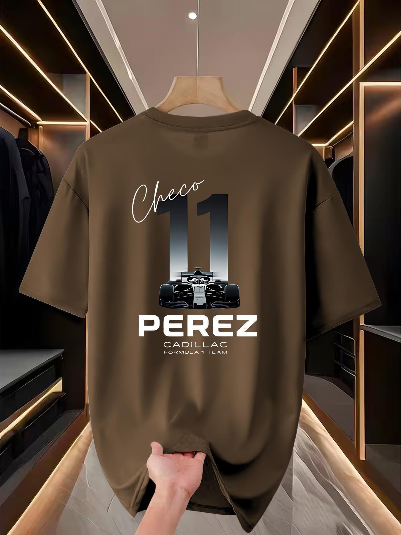 Cadillac F1 Racing Theme Print Short Sleeve, Casual Tee for Race Fans, Perfect for Watching Races, Daily Commute, Parties