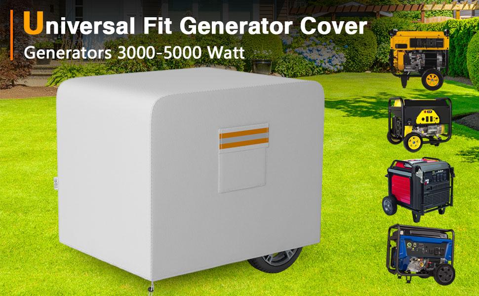 Generator Cover, 26”L x 20”W x 20”H Heavy Duty Waterproof 420D All-Weather Generator Cover with Storage Pocket Compatible with Most Generators 3000-5000 Watt (Gray)
