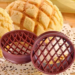 1pc Baking Tool for Bread, Cake, Biscuit, Kitchen Pastry, Lattice Press Pineapple Bun Molds Round Pattern Cookies Press Mould Plastic Pastry for Bread Cake Molds Baking Tools