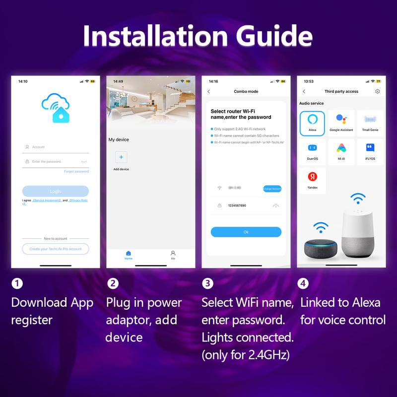 100FT 50FT WiFi Led Strip Lights Smart Led Light Strip Work with Alexa & Google Assistant RGB Music Sync Color Changing Led Light for Bedroom Decors