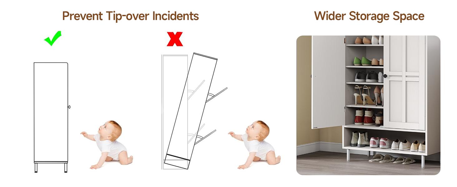 【SPOTLIGHT DAY】ONBRILL Shoe Storage Cabinet with Cross Molding Doors, 6-Tier Farmhouse Shoe Cabinet with 3 Adjustable Shelves and Metal Legs, 45'' Tall Shoes Rack Organizer Cabinet for Entryway, Front Door