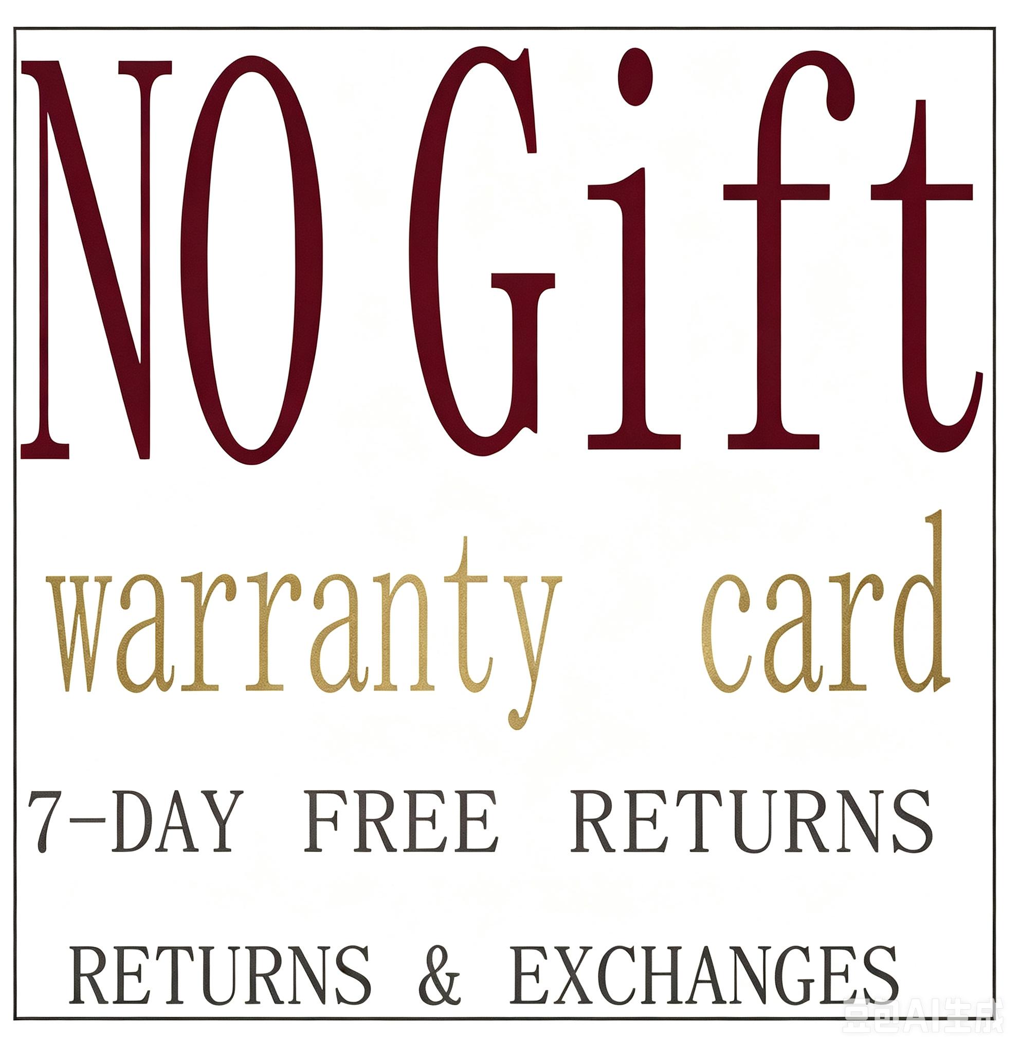 No Gift Included, Warranty Card Provided