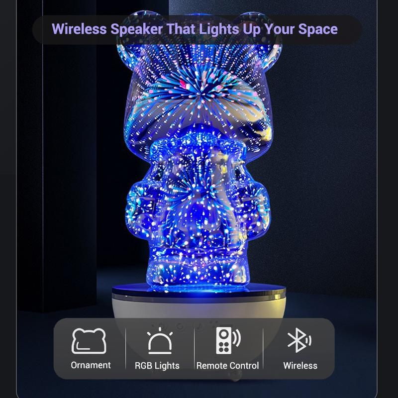 RGB Rotating Bear Speaker, Wireless Cutsie Light-Up Sound, Perfect for Bedroom, Office, and Gift Vibes, Enhance Your Space with Style