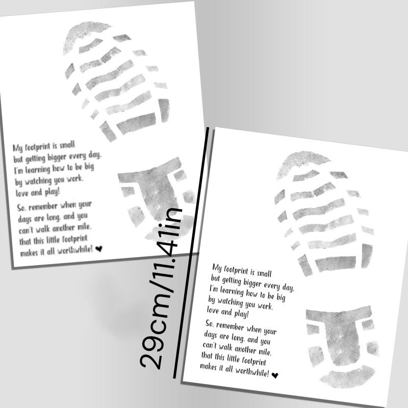 Father's Day DIY Footprint Art Kit, Creative Handprint Card with Emotional Poem, Family & Preschool Craft Gift, 5 Pieces Set