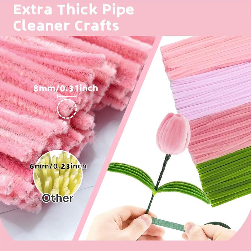 400pcs DIY Colored Floral Pipe Cleaners Material Set, Includes Floral Wire, Tape, Stamens, Ribbon, DIY Handmade Floral Material Set, Creative Gift and Decoration Suitable for Women, Birthday/Valentine's Day, for Diy Flower Decor (Color Box Style Random)