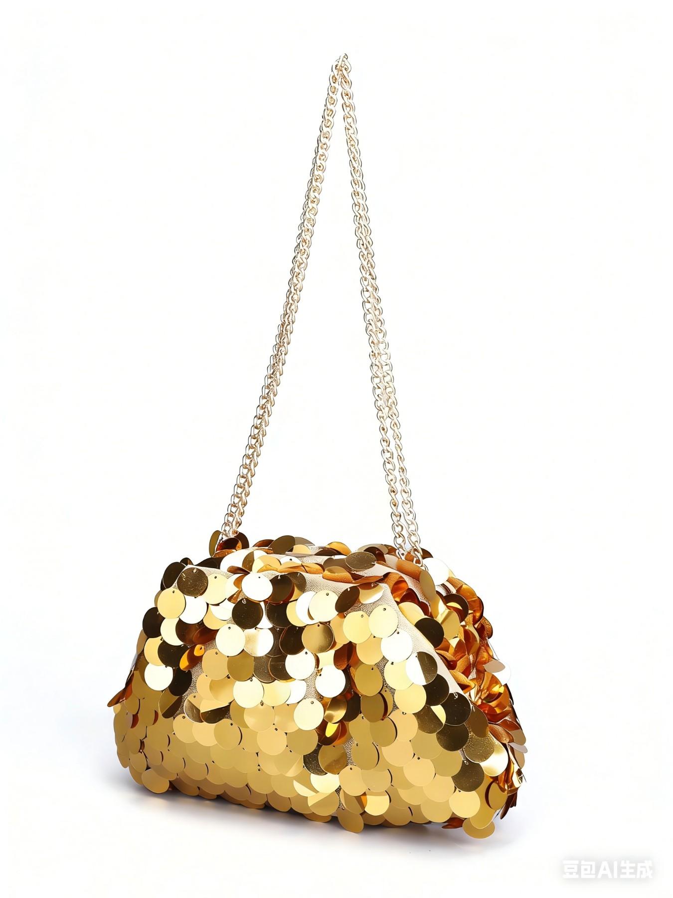 Sequined Chain Bag, Luxurious Party Style, Shiny Metal Disc Details, Perfect for Evening Parties/date/nightclub, Trendy Girl Accessory