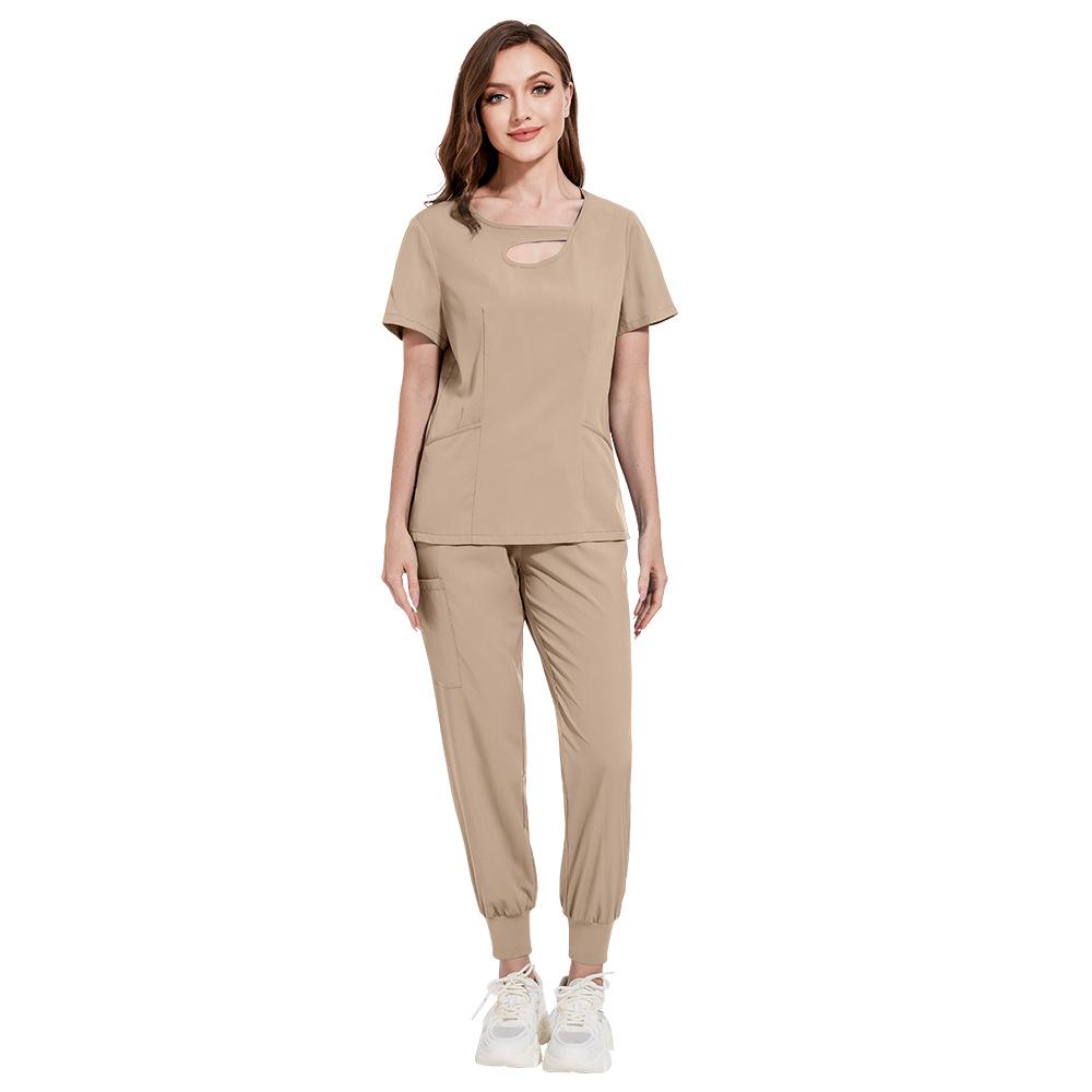 Frosted Set Doctor and Nurse Uniform Nursing Home and Beauty Salon Workwear Operating Room Outfit Frosted Texture, Skin-Friendly and Breathable Suitable for Daily Wear in Hospitals Nursing Homes Beauty Salons and Operating Rooms