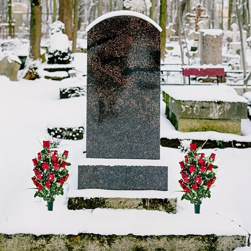 2-Pack Artificial Cemetery Flower Bouquets, Decorative Funeral Flowers for Graveyard Decoration, Outdoor Tombstone Placement, Suitable for Grave Vases