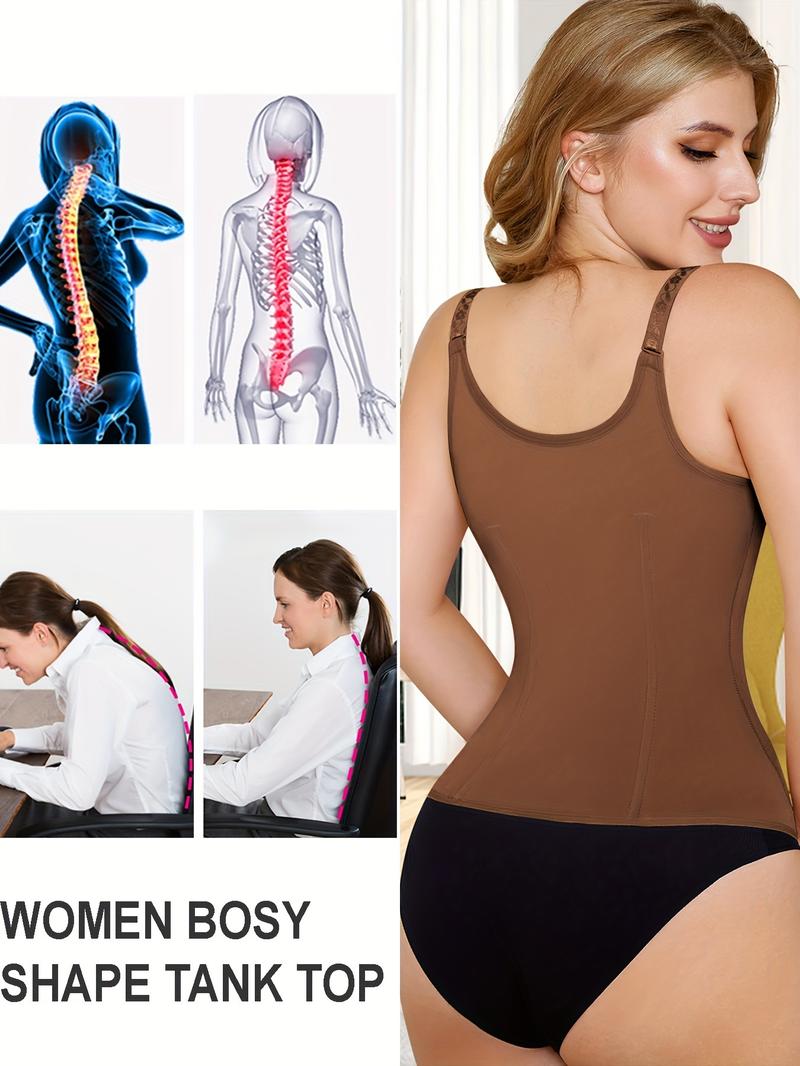 Women's Adjustable Strap Zipper Shapewear Top, Tummy Control Waist Trainer, Corset Waist Shapewear, Ladies Shapewear for Fall, Matt Waist Trainers