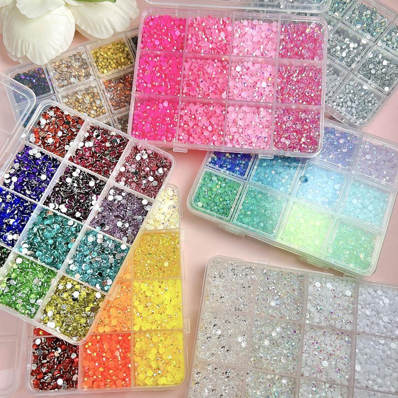 1Set 84 Colors 3mm Semi-circular Nail Rhinestone for Bedazzling Kit 3D Colorful Spark Jelly Flatback Resin Diamond Jewelry DIY Book Headphone Case Glasses Nails Supplies