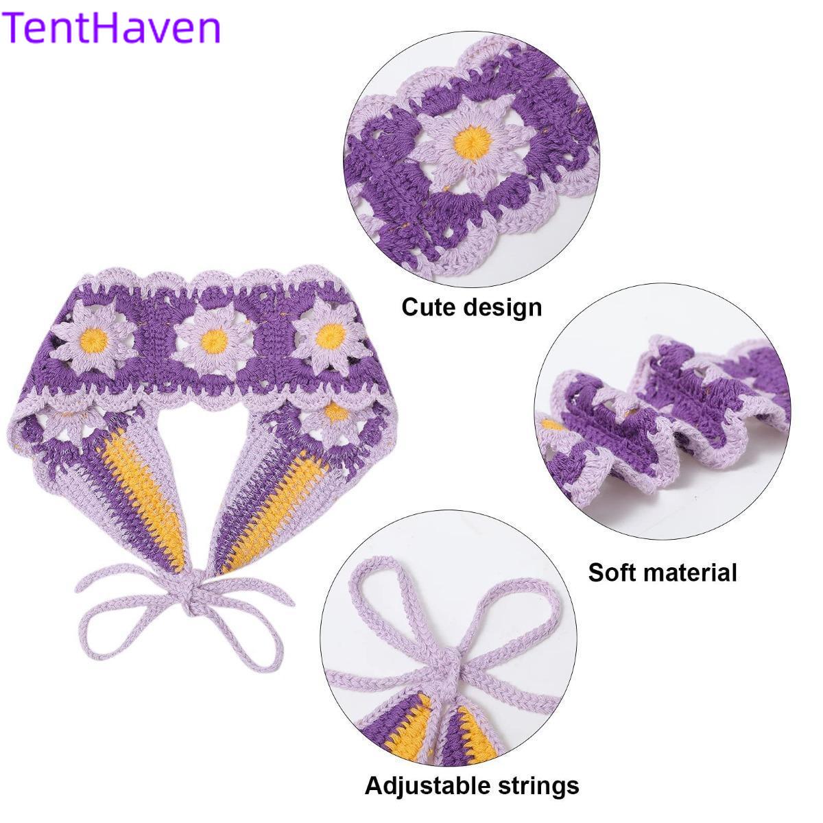 2026 Women's Hair Accessories Fashion Knitted Hook Flower Hollow Triangle Scarf Women's Sweet and Cute Girl Style Flower Headscarf