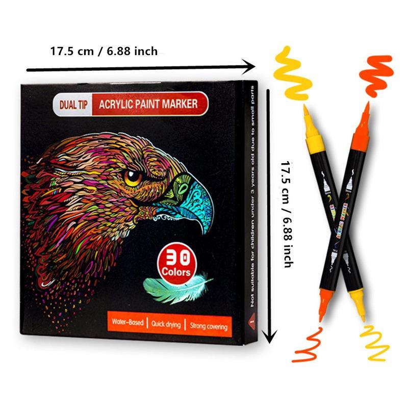 Double Head Acrylic Paint Marker, 1 Set Glass Album Ceramic Art Coloring Pen Set, Coloring Markers, Graffiti Markers, Professional Painting Set, Summer Gifts, Paint Pens Markers