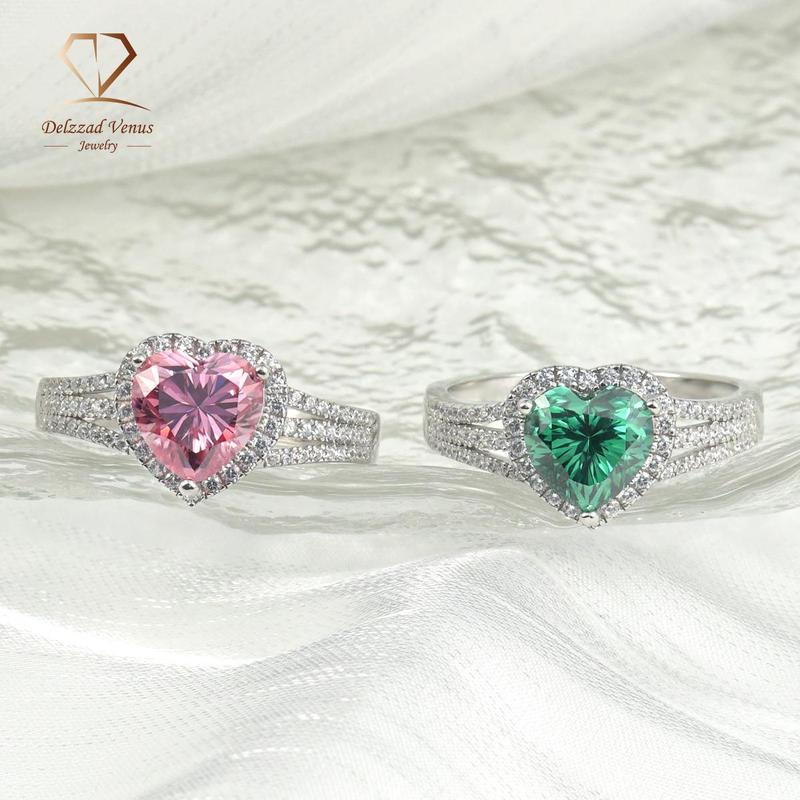 Delzzad 2ct S925 Heart Cut VVS Synthetic Moissanite Sparkling Love Ring Wedding Anniversary Gift For Women Delzzad 2ct S925 Heart Cut VVS Synthetic Moissanite Sparkling Love Ring Wedding Anniversary Gift For Women