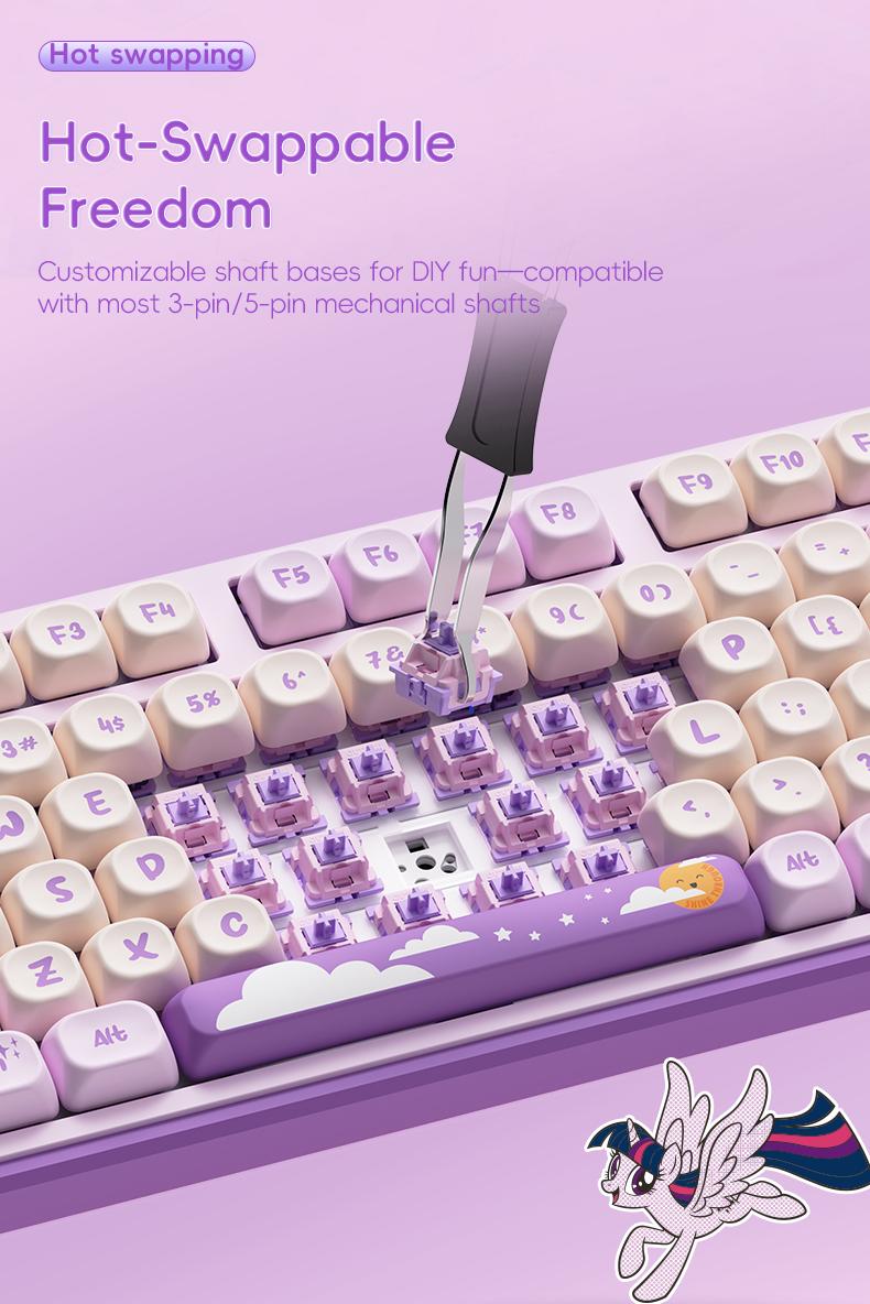 My Little Pony MLP GK01 Bluetooth wireless keyboard dual-mode pink silent keyboard mouse set high-value girls office keyboard and mouse typing game computer notebook tablet IPad pass