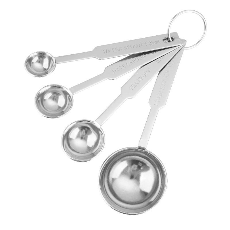 Premium Stainless Steel Measuring Spoons, 4 Sizes Metal Measuring Scoops for Baking & Cooking, Dishwasher Safe
