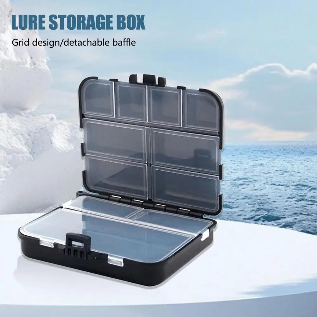 2-Pack Mini Plastic Fishing Gear Box, Compact Fishing Storage Box, Kayak Fly Box, Durable Large Compartments, Portable Bait and Hook Container
