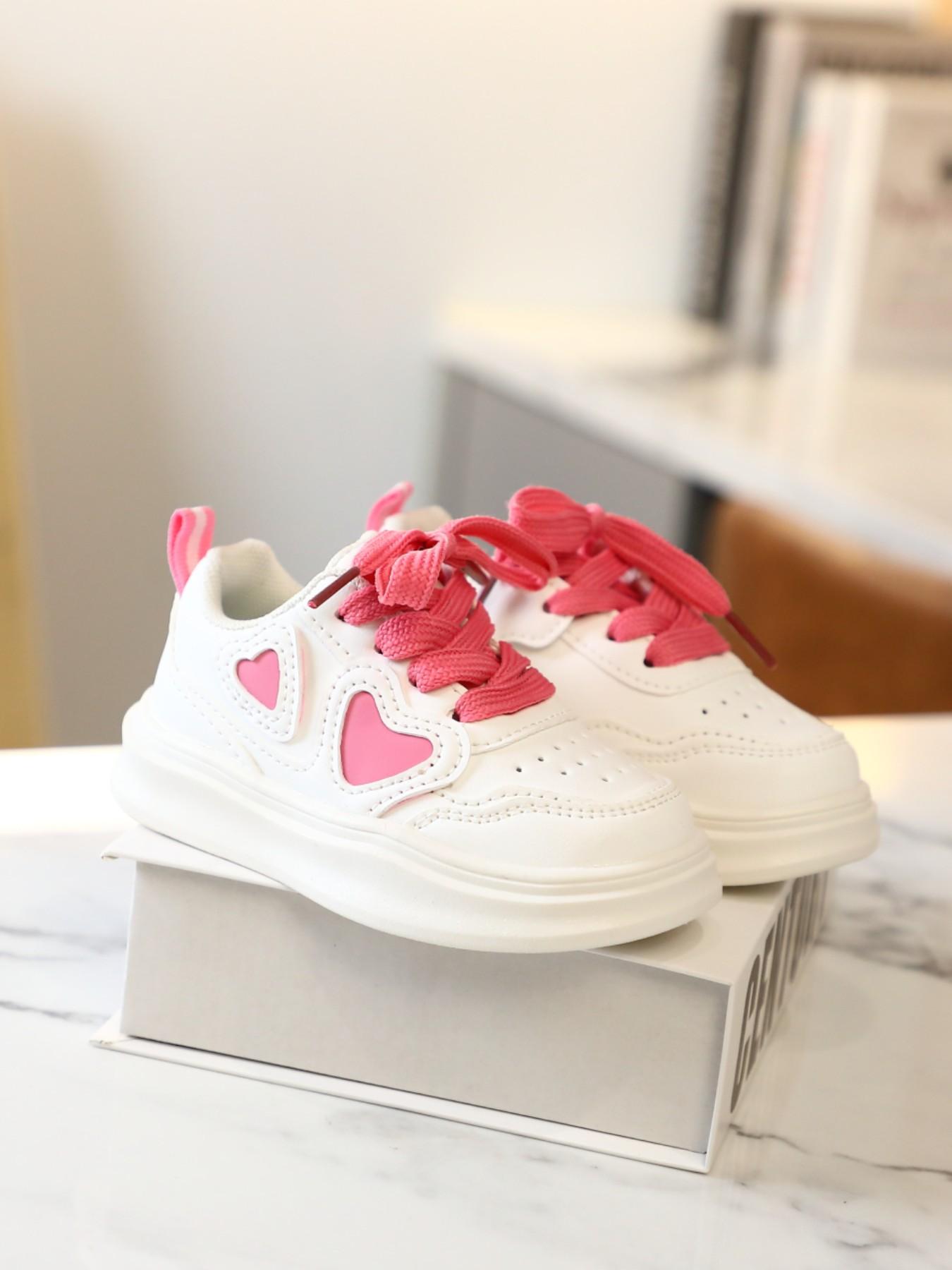 Girls Thick Sole Heart Sneakers Spring Autumn New Velcro Shoes Boys Baby Trendy Sports Shoes Casual Trainers