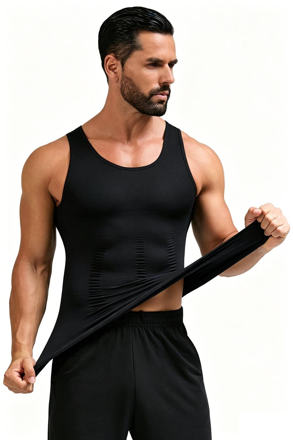 Mens Compression Shapewear Sleeveless Tummy Control Gym Fitness Soft Body Shaper Breathable Tank Top