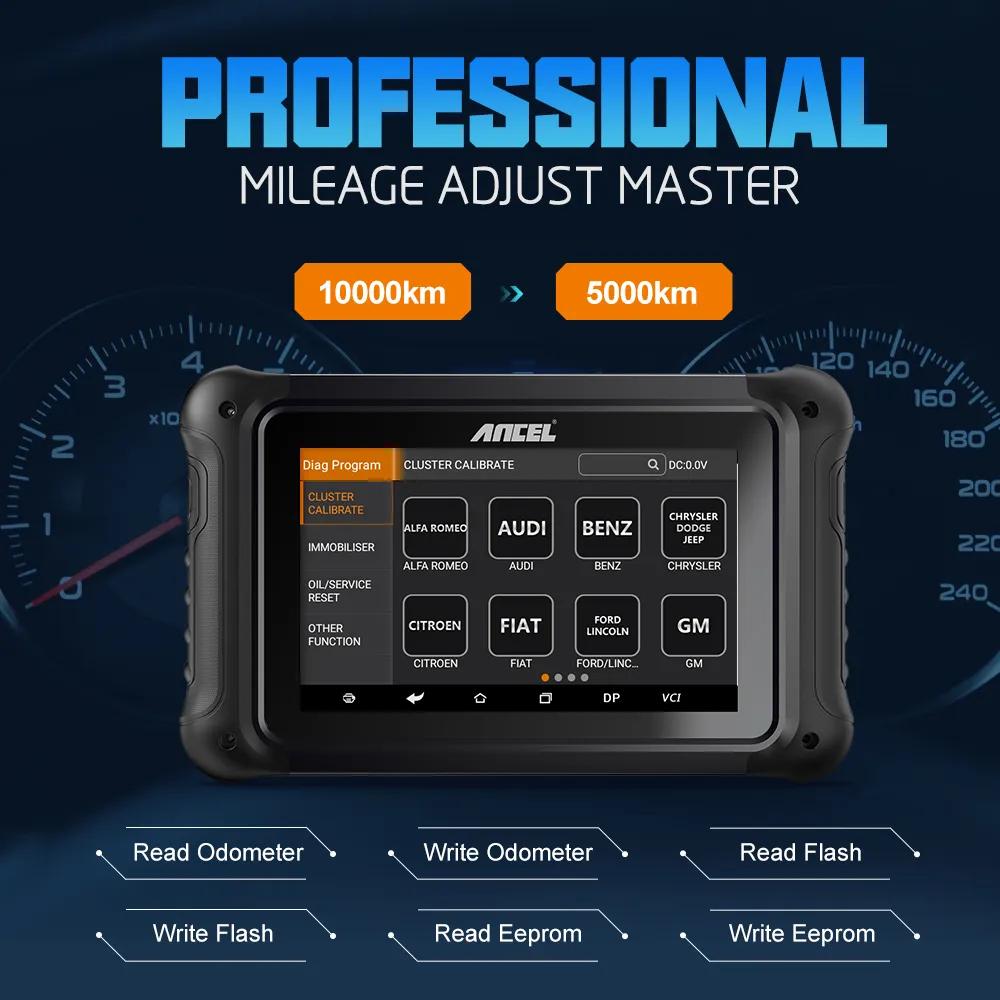Ancel DP500 OBD2 Scanner Mileage Correction Odometer Tool Fob Key Programming