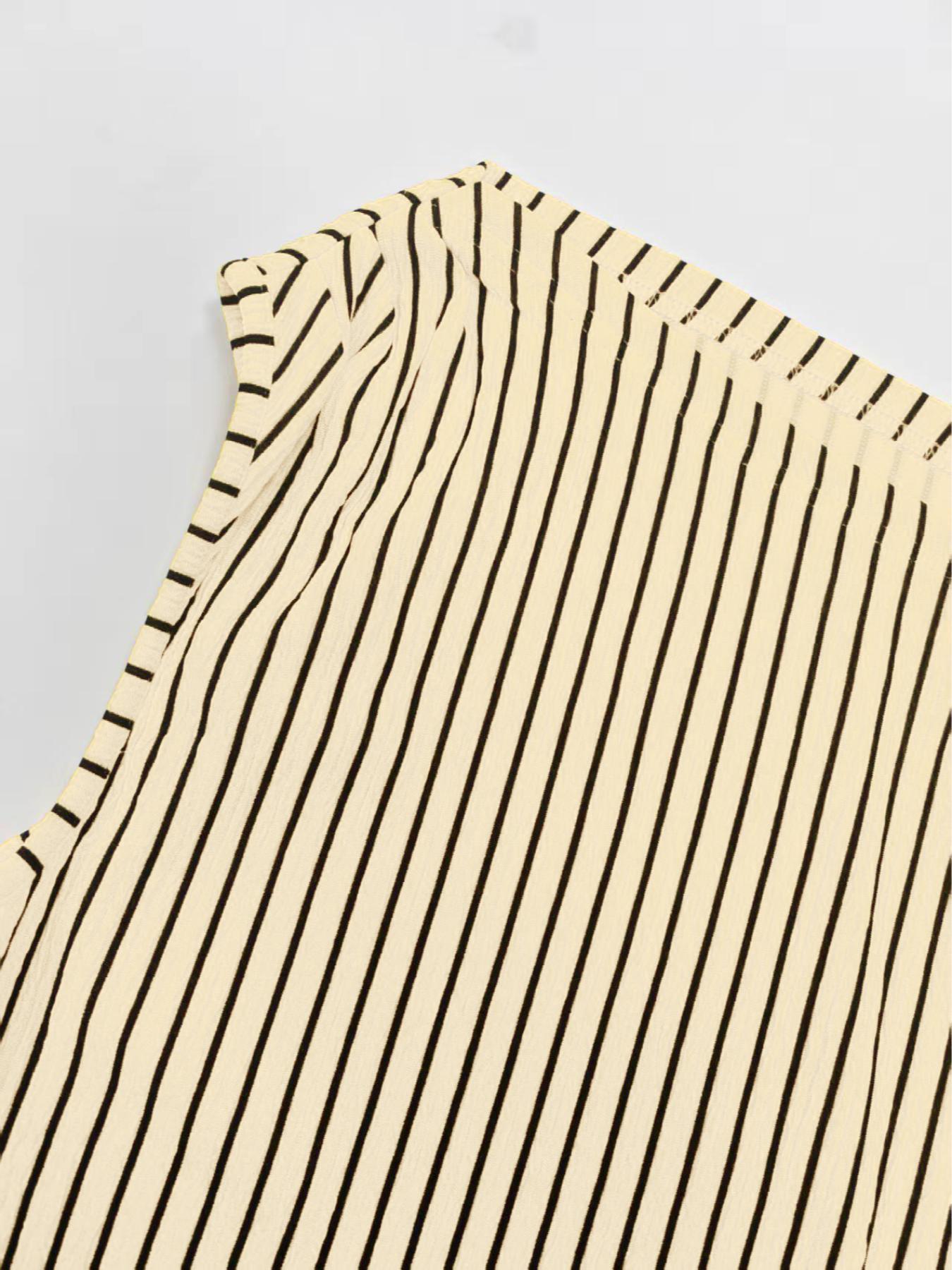 Women's Two-Piece Set, Striped Short Sleeve Asymmetrical Shoulder Top and High-Waisted Skirt, Casual, Fashionable and Body-Conscious, Summer Outfit Set, Clothes