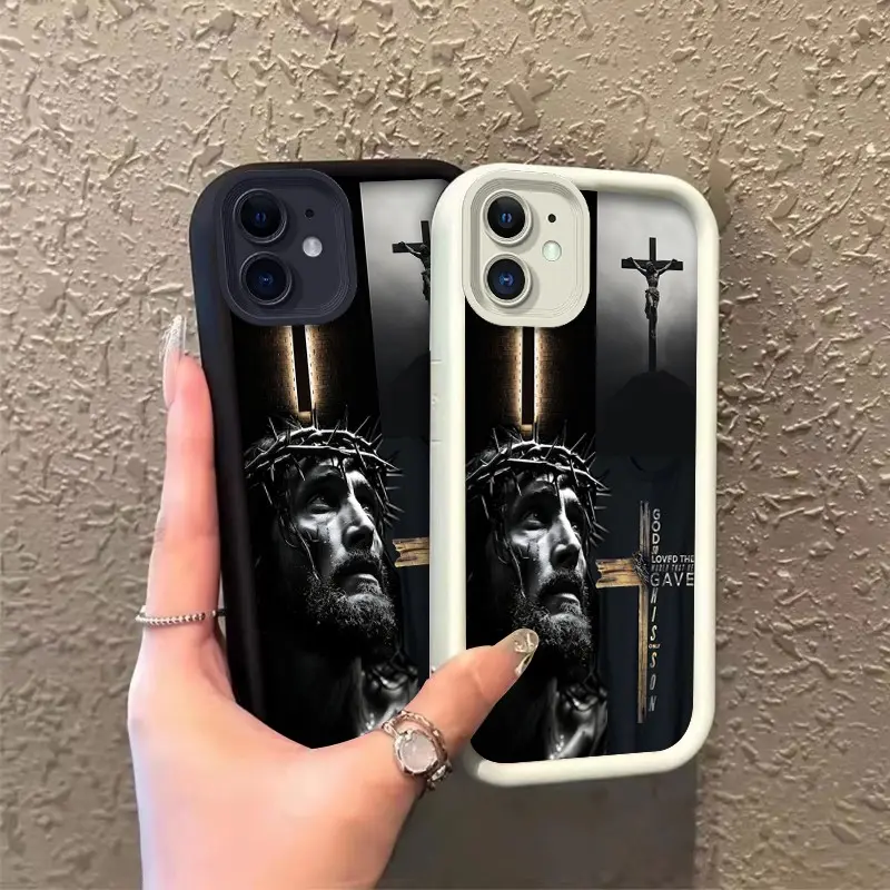 Phone case for iphone 11 12 12MINI Enhanced Peotection Shockproof TPU Thorned Crown & Cross Faith-themed Art Drop-Resistant Protection Celestial Eye Layered Phone Case ROOJTNMRT