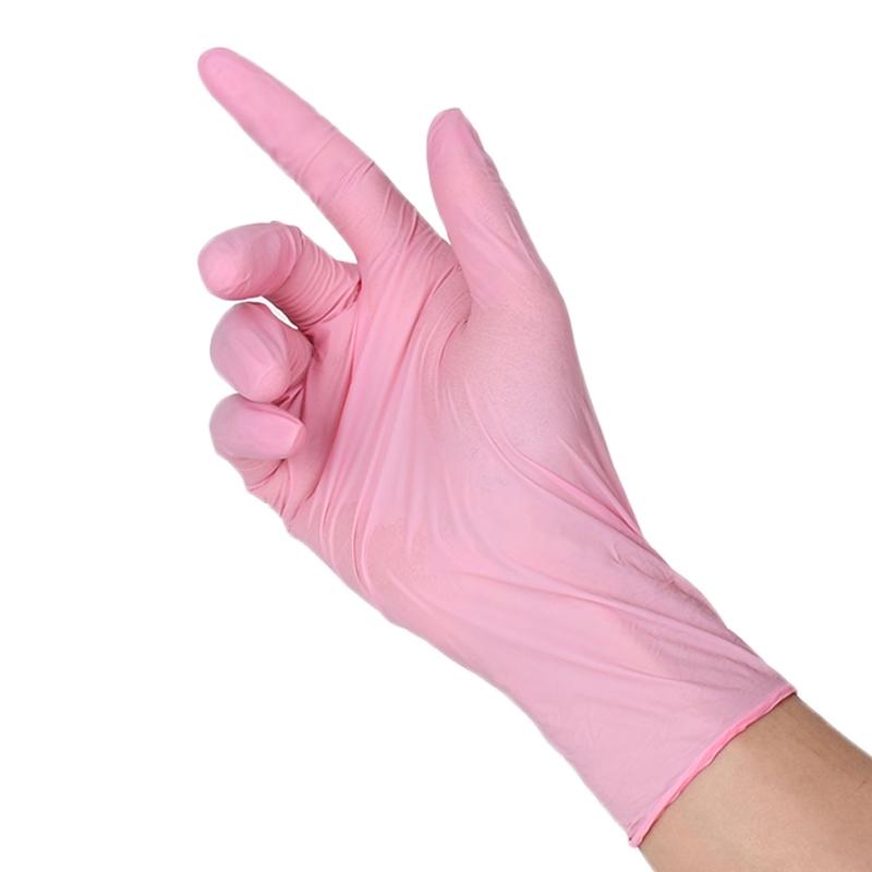 100/40/20 pcs/bag, pink disposable gloves, Work Gloves, Household Cleaning Gloves, waterproof, latex-free, powder-free, suitable for home and kitchen cleaning, nail care, hairdressing, painting and small tool use, Christmas gift, non-medical grade gloves