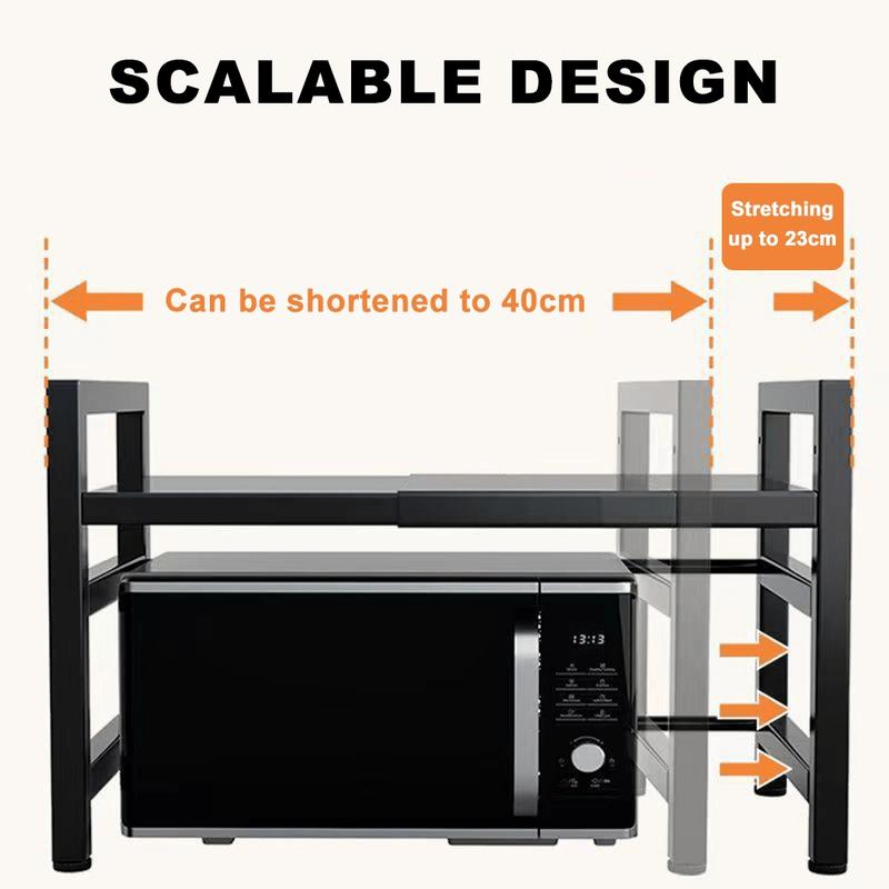 Extendable Metal Microwave Rack, Vertical Countertop Organizer, for Toaster/Air Fryer/Rice Cooker, Easy to Install, Space-Saving Kitchen Appliance Storage Rack