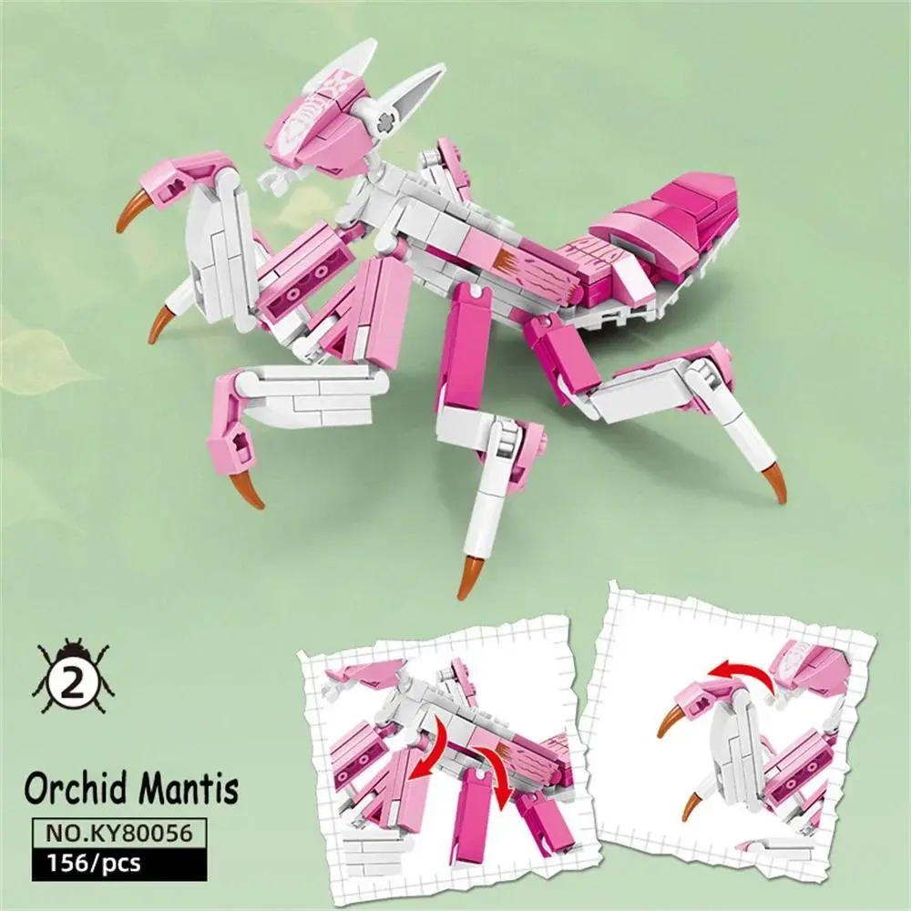 Nature Insect Wasps Bees Pink Mantis Building Blocks Series Cultivation Hands on Coordination Ability Children's Collection Toys