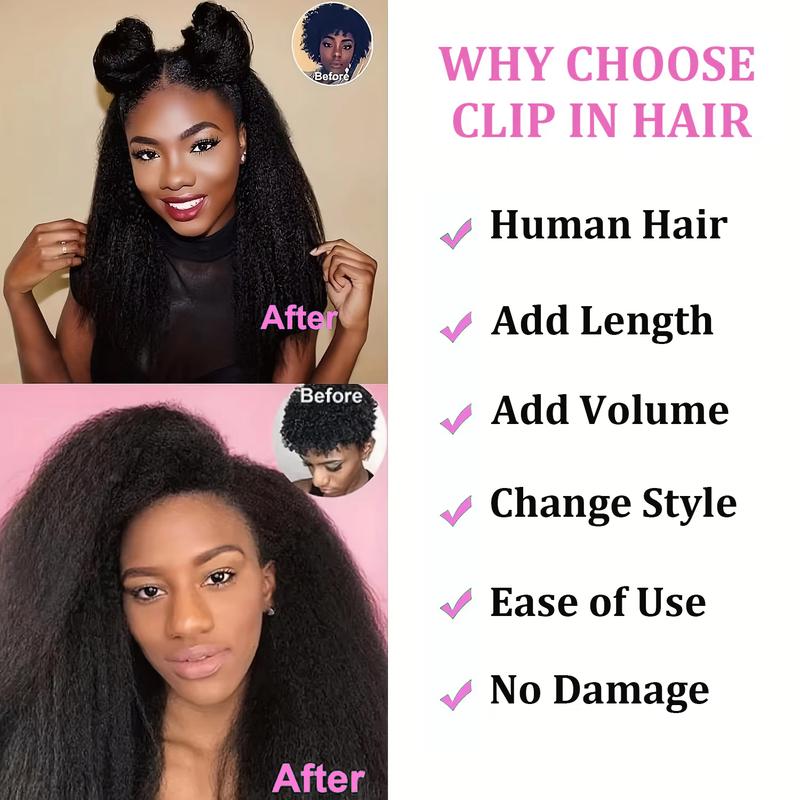 Tahikie Invisible Edge & Seamless 120g /1 pack Clip in Hair Extensions 8 Count 18 Clips Human Hair Natural Black 12-30 Inches Heat Resistant