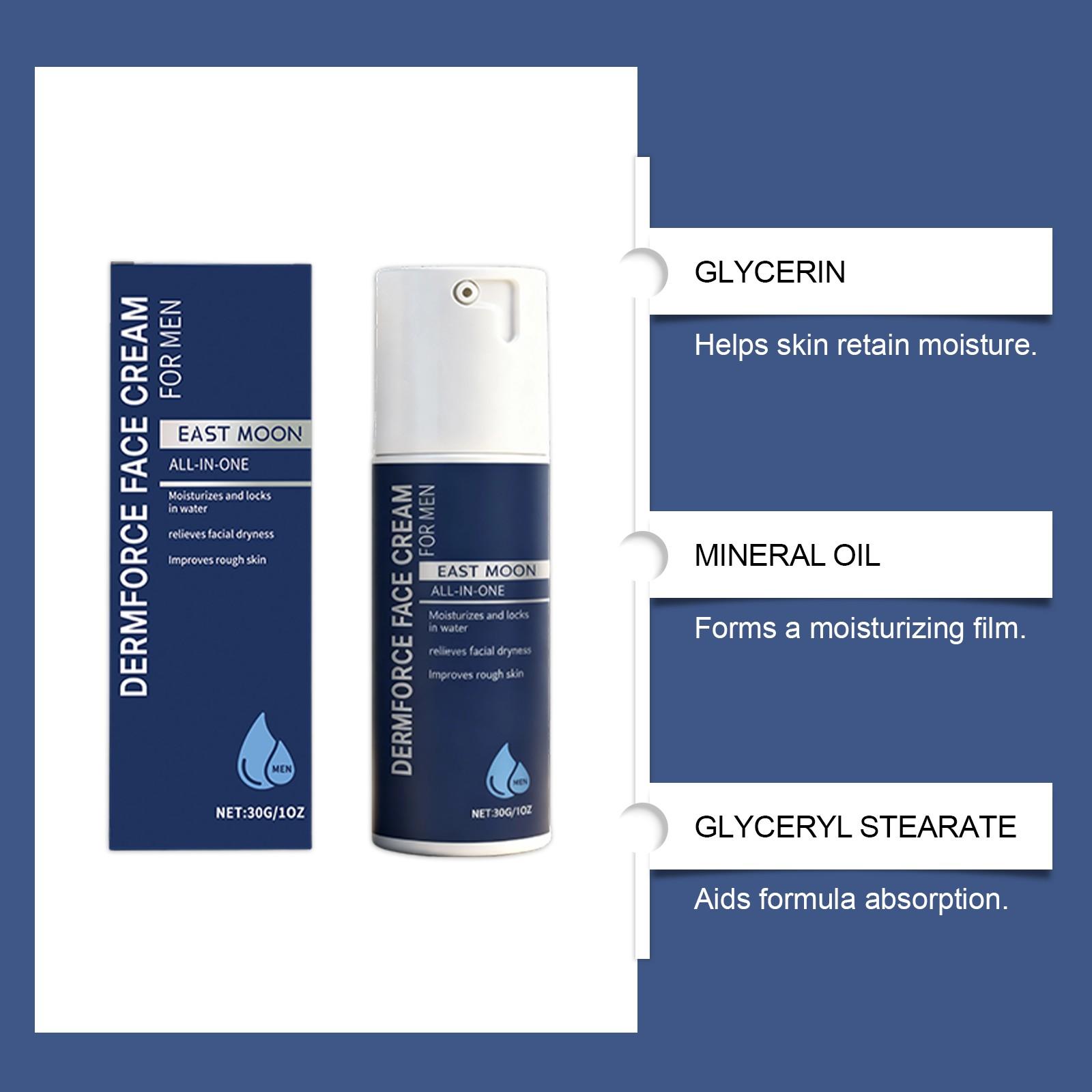 East Moon Men's Moisturizing Cream, Hydrating Smoothening Rich Nourishing Care, Moisture Retention Skin Care Cream for Men