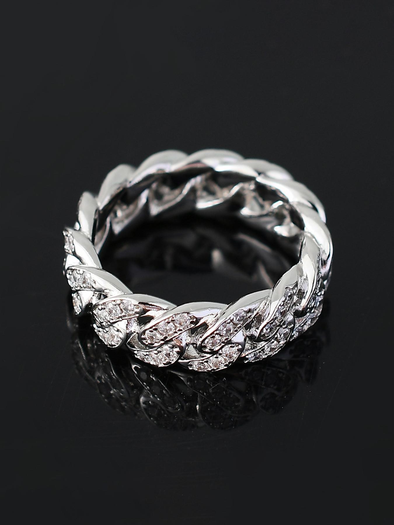 1PC ICED CHICS Double-row Zircon hip-hop ring, Cubic Zirconia Rings, full of zircon to enhance your temperament, street casual style, fashionable and versatile, birthday gift, perfect for gifting.