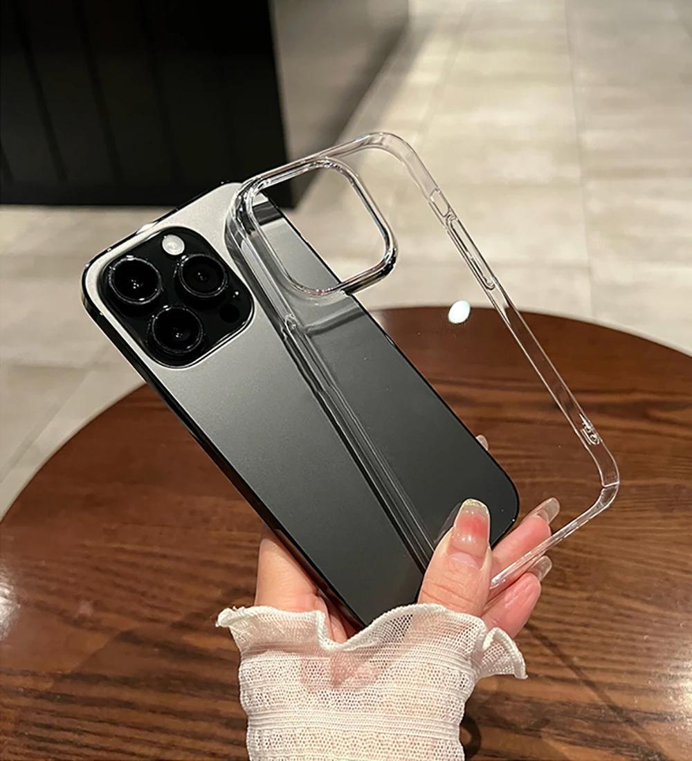 Hard Luxury Shockproof Clear Bumper Cases For iPhone 16 15 14 13 12 11 Pro Max Plus Transparent Acrylic Phone Cover Accessories Cellphone Protection ip16 Tempered Glass Protective Casing