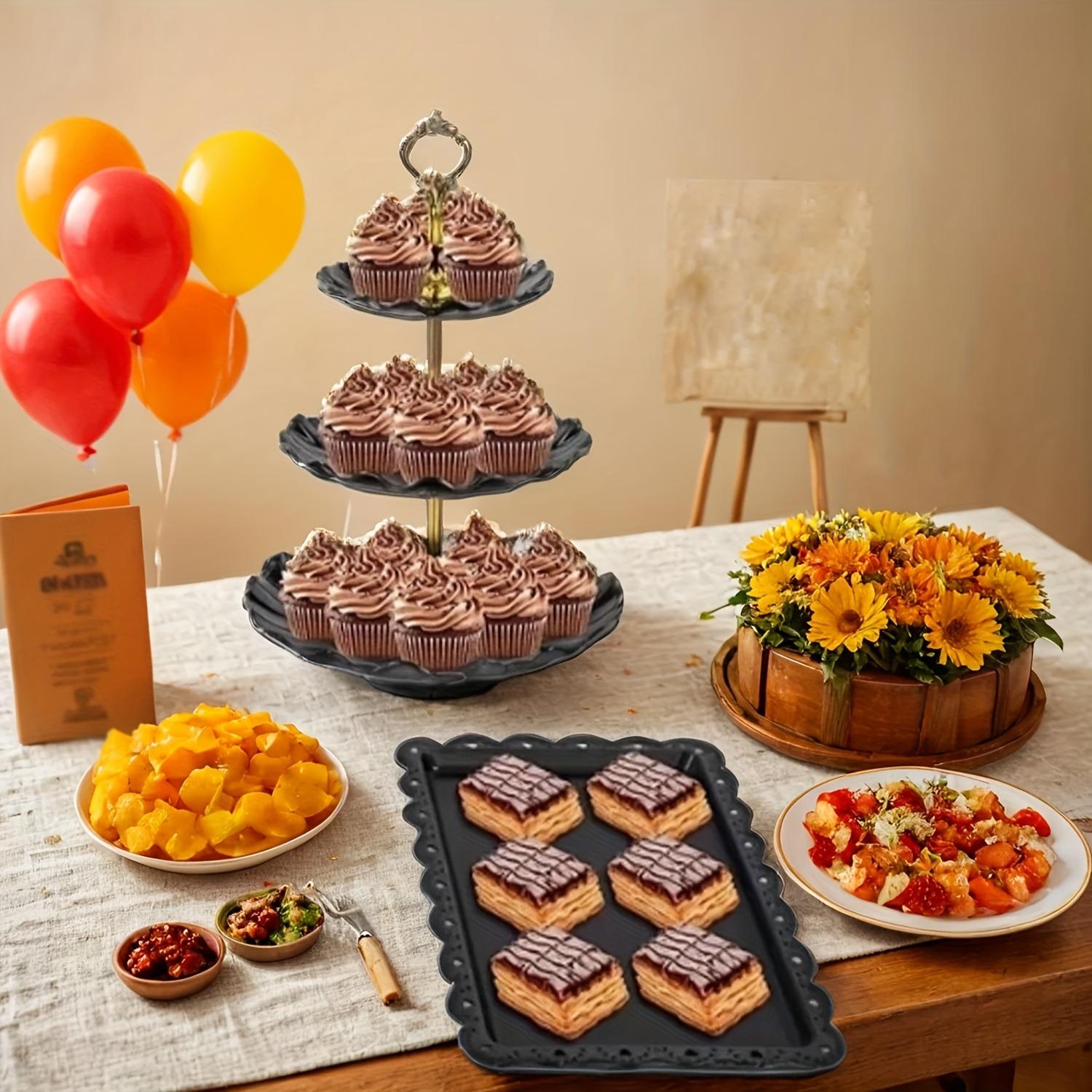 10pcs Cake Stand Set with 3 Double-Tier And 3 Triple-Tier Cupcake Stands, 4 Appetizer Trays, Perfect for Birthdays Bridal Showers