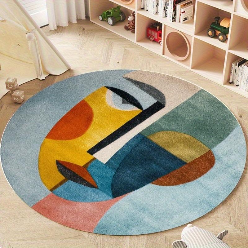 Nordic Abstract Round Rug, 850g/m² Velvet Material, Living Room/bathroom/bedroom/camping/yoga Mat, Simple Polyester, Indoor Outdoor Use
