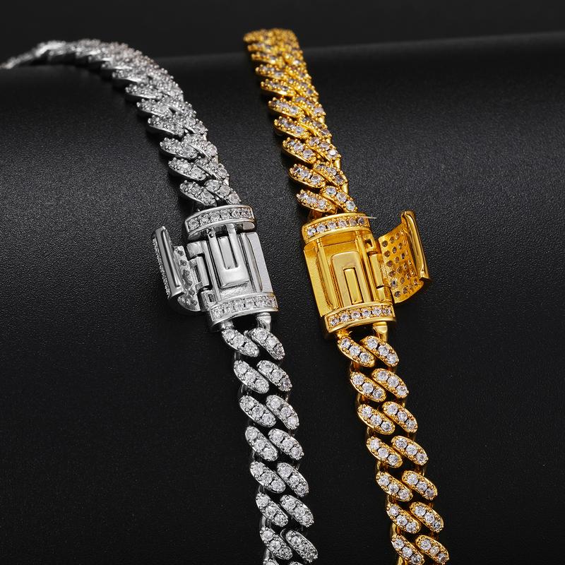 【#N4 】6mm Hip Hop Men's Jewelry Cuban Chain Miami Cuban Chain Ice Out 925 Sterling Silver Synthetic Moissanite Cuban Link Chain Necklace