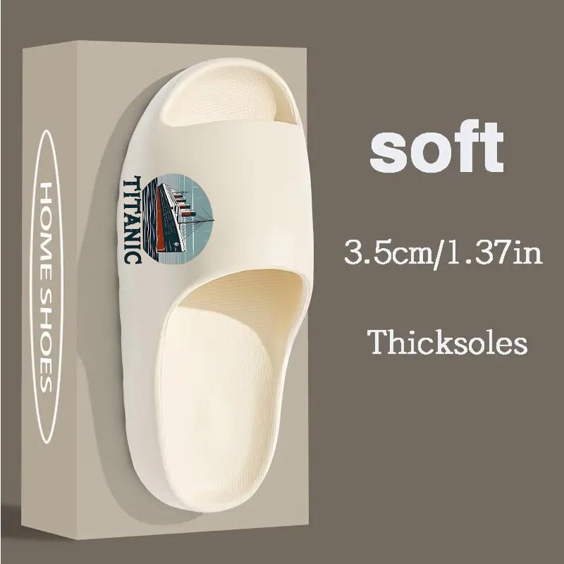 Vintage Titanic Cruise Ship Pattern Slippers Men Women Non-slip Indoor Home Shoes Soft Comfortable Lightweight Summer Beach Sandals Fashion Novelty Footwear