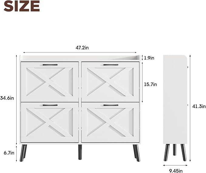 Vabches Entryway Shoe Storage Cabinet with Flip Drawers, Freestanding Shoe Organizer with Metal Legs, Slim Shoe Rack Cabinet Vabches Entryway Shoe Storage Cabinet with Flip Drawers, Freestanding Shoe Organizer with Metal Legs, Slim Shoe Rack Cabinet
