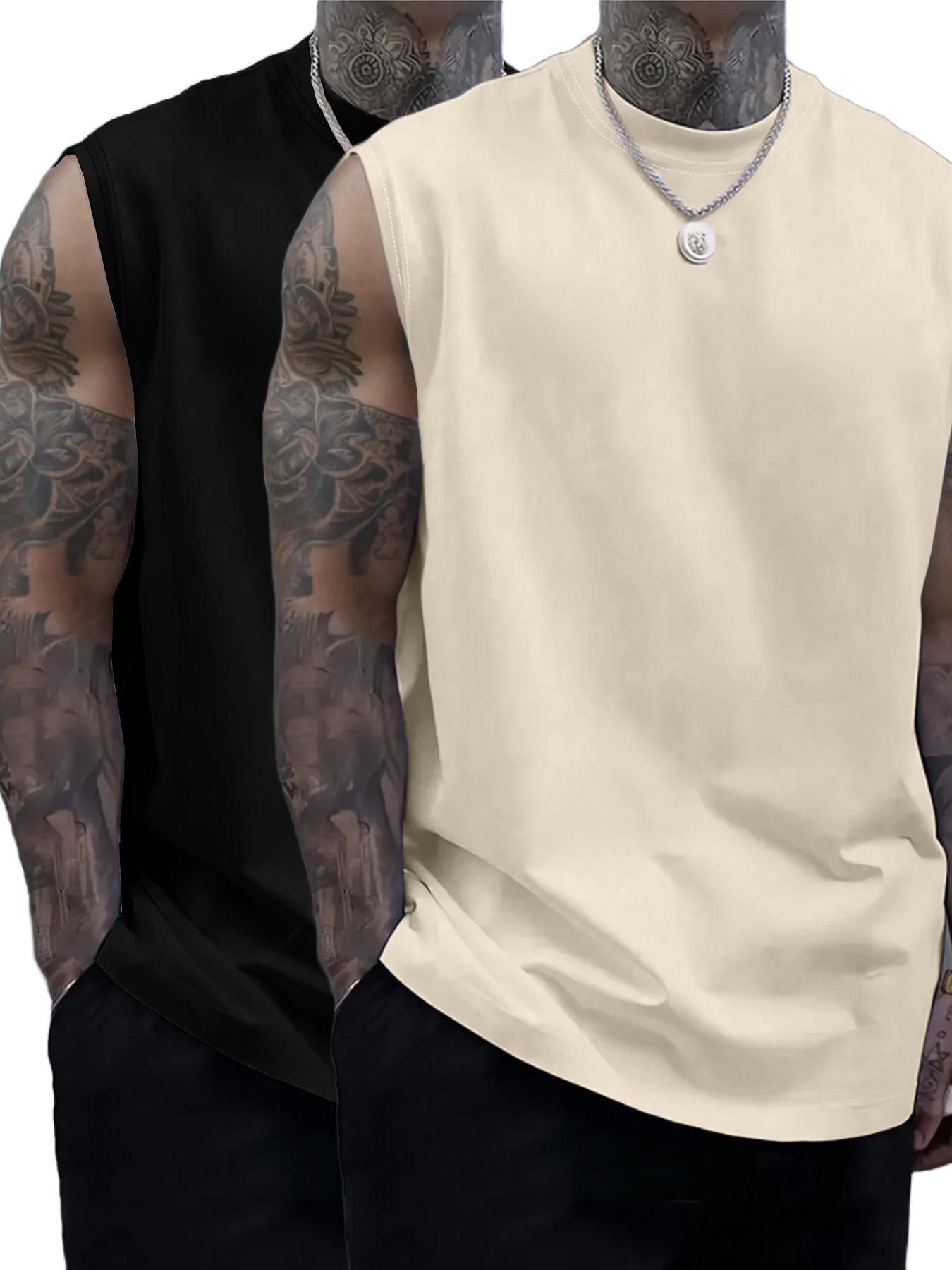 Men's Solid Color Round Neck Tank Top, Loose Casual Comfy Classic Crew Neck Sleeveless Top for Summer, Men's Clothes for Daily Wear, Casual Loose Fit Men's Solid Color Round Neck Tank Top, Loose Casual Comfy Classic Crew Neck Sleeveless Top for Summer, Men's Clothes for Daily Wear, Casual Loose Fit