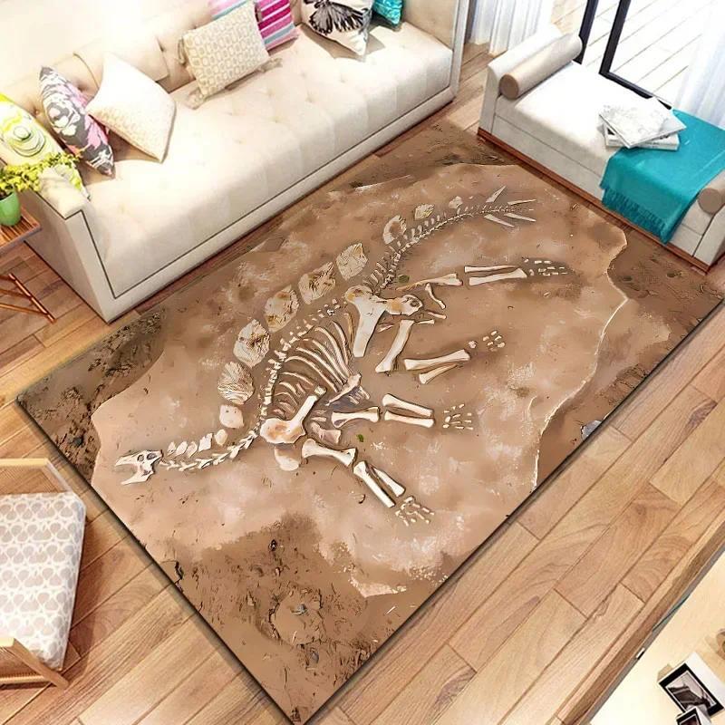 Dinosaur Skeleton Fossil Flannel Area Rug - Realistic T-Rex Bones Print Soft Mat for Kids Room & Playroom, Non-Slip Jurassic Home Decor #DinosaurFossilRug #SkeletonMat #JurassicKidsDecor #TrexCarpet #NonSlipFlannelRug