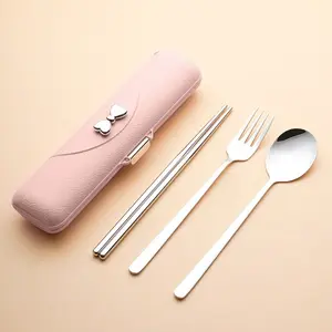 Butterfly Knot Portable Cutlery Set, 304 Stainless Steel, Includes Spoon, Fork, Chopsticks, Storage Box, Beautiful Travel Cutlery Set