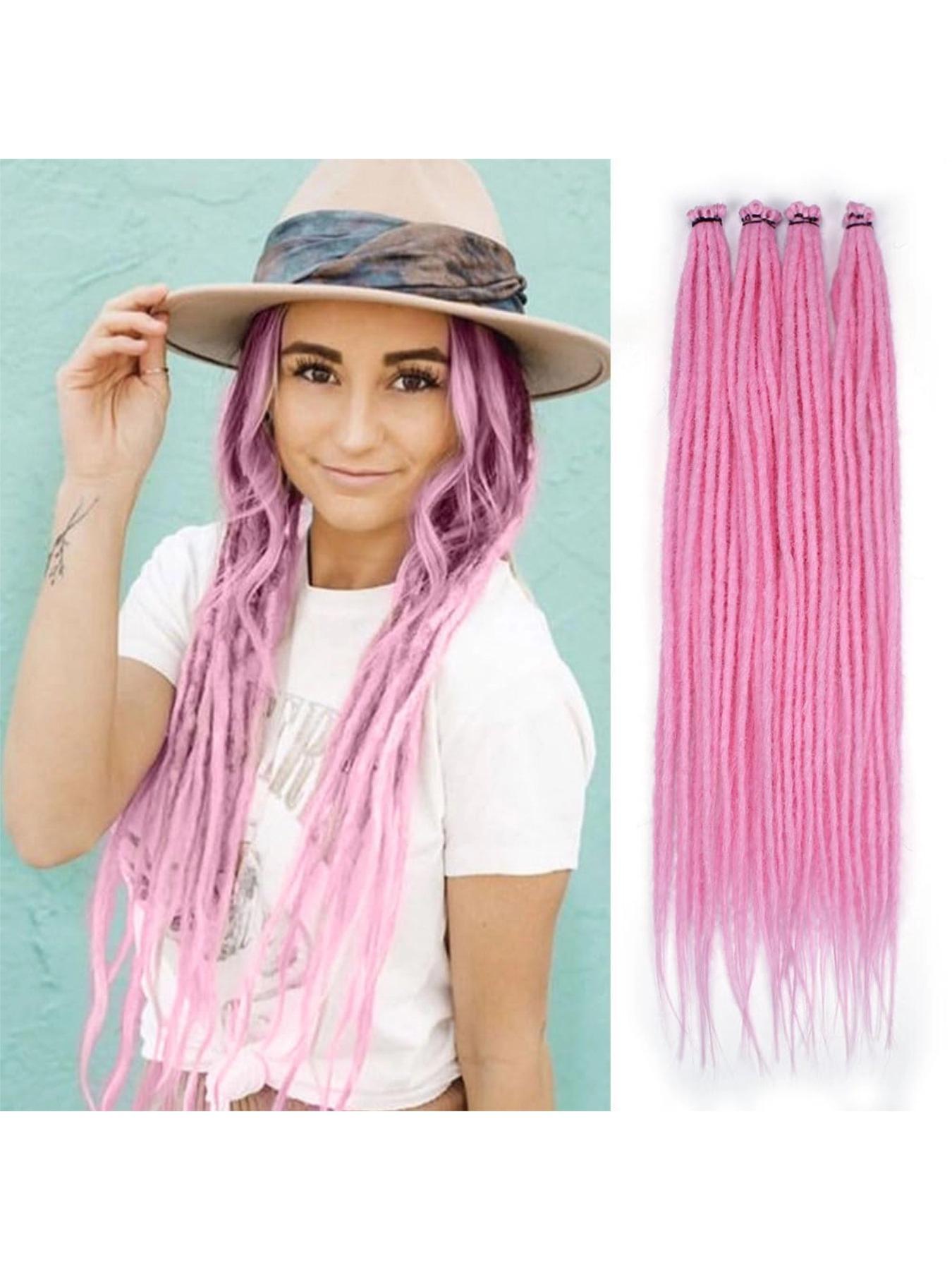 40 pcs Violet Red Dreadlock Extensions, 22" Synthetic Braiding Hair Crochet Dreads Extensions 100% Handmade Single Ended Dreads Thin 0.6cm Width Reggae Style Dreadlock for People