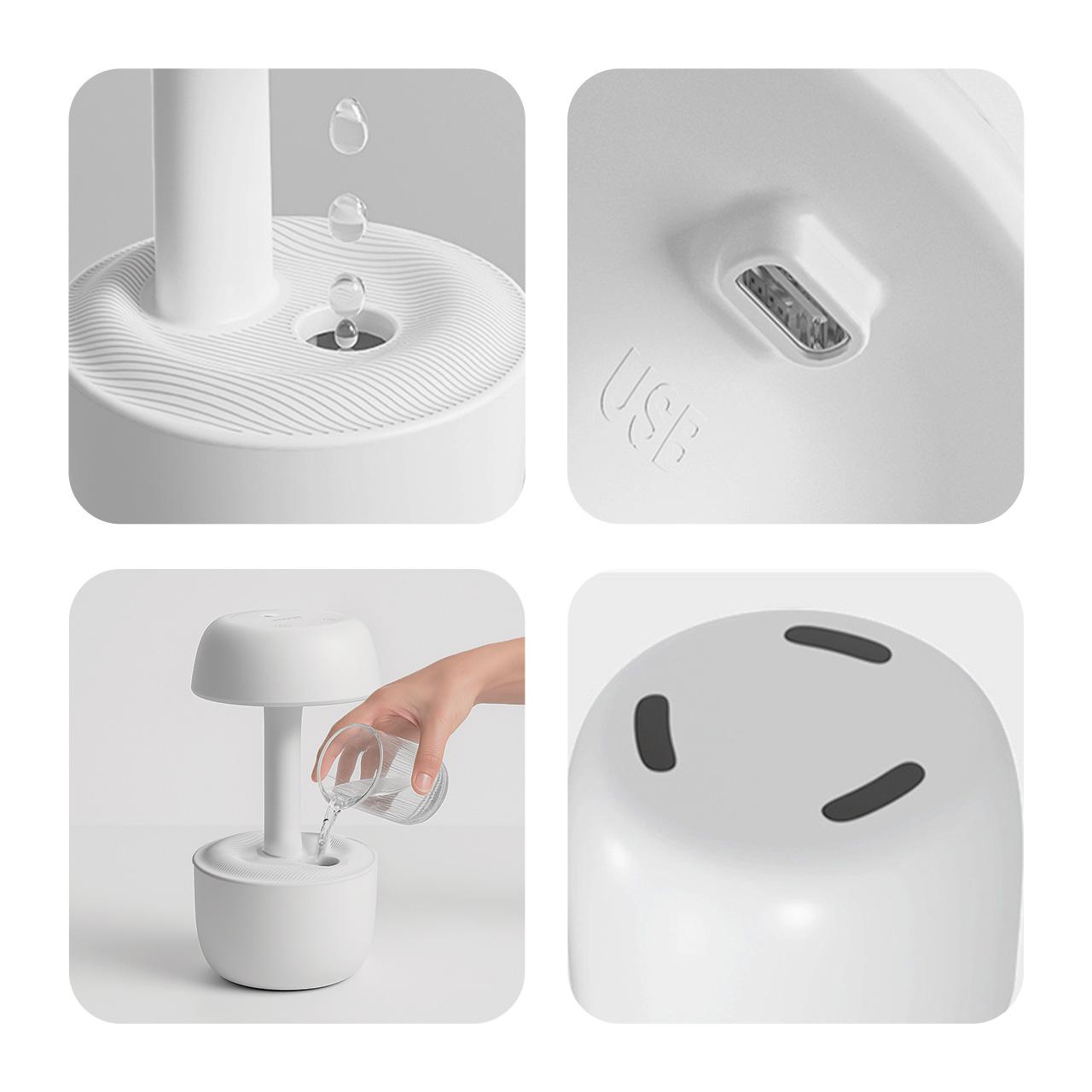 MUNBYN Anti Gravity Humidifier, Water Drop Humidifier with 7 Corlors for Bedrrom, Living Room & Office, Auto-shutdown Power-off protection with 8 Hours Battery Life, Quiet Diffuser with 38db, White, Gift